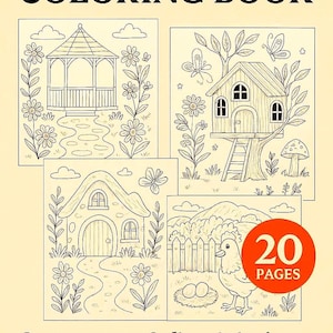 Boho Garden Coloring Book: 20 Cottagecore Nature Scenes (Printable PDF)