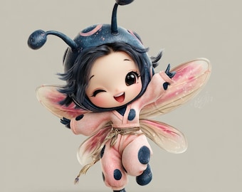 Paquete de imágenes prediseñadas de mariquitas PNG / 40 gráficos de insectos (descarga digital)