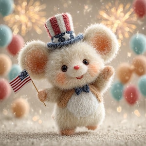 Oso de peluche kawaii del 4 de julio (30 PNG) / Paquete de sublimación de oso patriótico de EE. UU. / Clipart de fuegos artificiales lindos del Día de la Independencia para imprimir y tarjetas