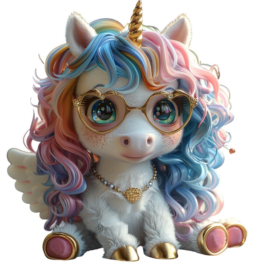 Cute Chibi Unicorn Clipart Bundle | Rainbow Kawaii Unicorns With Heart ...