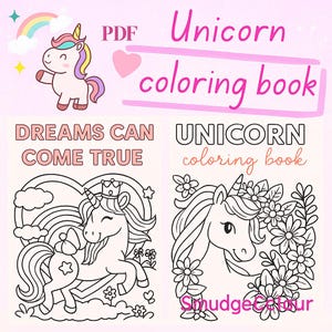 Einhorn Malbuch für Kinder PDF - druckbare süsse Einhorn Seiten für Mädchen - 28 Seiten digitales Malbuch Sofortdownload