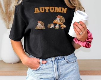 Mushroom Hedgehog Autumn Shirt: Comfort Colors Graphic Tee