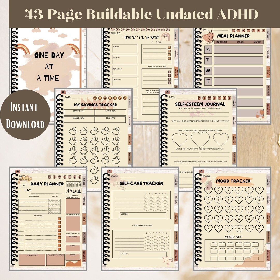ADHD Digital Planner Build-as-you-go 43 Pages Goodnotes & Notability ...