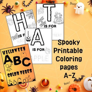 Printable Alphabet Coloring Sheets for Kids | Halloween Learning Fun | Halloween Printable | Halloween Alphabet |