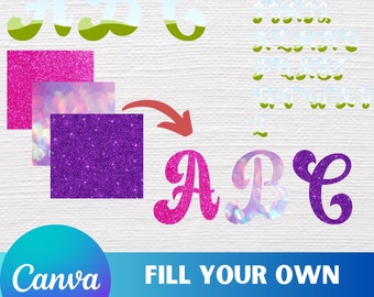 Retro Canva Alphabet Frame Template: Fillable Letters (Digital Download)