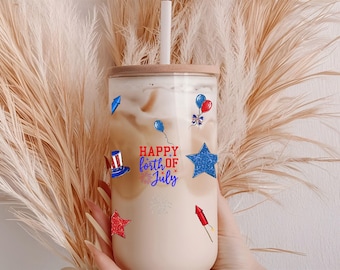 16oz Libby Can Glass Wrap | 4th of July Sublimation Design | Patriotic Stars & Stripes Tumbler Wrap | Instant Digital Download | Independenc