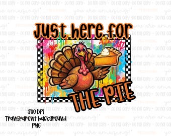 Funny Thanksgiving Turkey Pie PNG: Retro Fall Clipart (Digital Download)