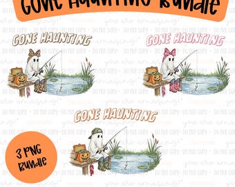Ghost Fishing PNG Bundle: Halloween Sublimation Designs (Digital Download)