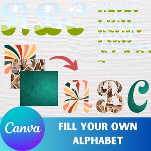 Vintage Canva Alphabet Frame, Canva Template, Canva Frame, Canva Alphabet, Fill your own Canva Alphabet, Canva Letters