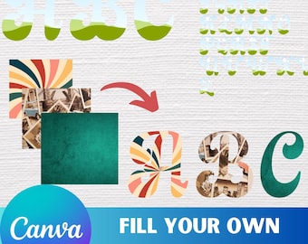 Vintage Fillable Alphabet Frame Canva Template
