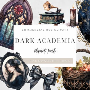 Dark Academia Clip Art Bundle | 40 Gothic Vintage Illustrations | Aesthetic PNGs for Journals, Scrapbooking, Collage & Crafts