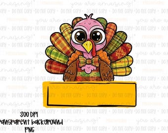 Thanksgiving Turkey Name Tag PNG: Personalized Kids Design (Digital Download)