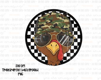 Camo Hat Turkey PNG: Thanksgiving Sublimation Design