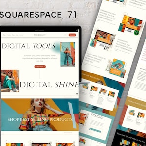 Squarespace Website Template 7.1 for Creatives & Businesses, Digital Product Shop, Easy-to-Use Responsive Design Bold and Bright