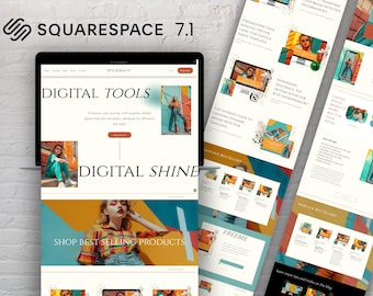 Squarespace Website Template 7.1 for Creatives & Businesses, Digital Product Shop, Easy-to-Use Responsive Design Bold and Bright