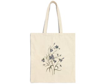 Delicate Wildflower Bouquet Tote Bag | Floral Line Art Canvas Tote