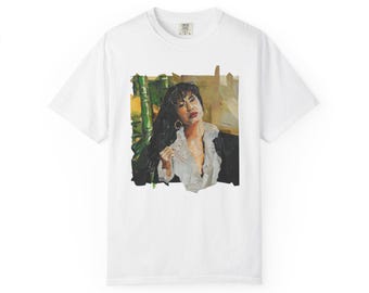 Selena Album Cover Inspired Unisex Garment-Dyed T-shirt, Handmade Collage Tee, Music Fan Gift, Retro Vintage Style Top, Graphic Print Shirt
