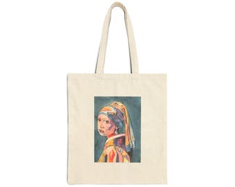 Girl with a Pearl Earring painting tote bag | Canvas Tote