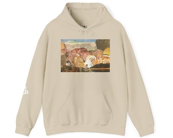 Unisex-hoodie Steenbok Zodiac, handgemaakt collageontwerp met symbool, tekst op achterkant - sweater, Zodiac-hoodie, astrologie-sweater,