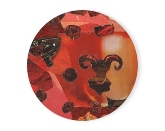 Handgemaakte collage aires onderzetter, sterrenbeeld drinkmat, astrologie onderzetterset, horoscoop tafelonderzetter, decoratief bargerei, uniek cadeau