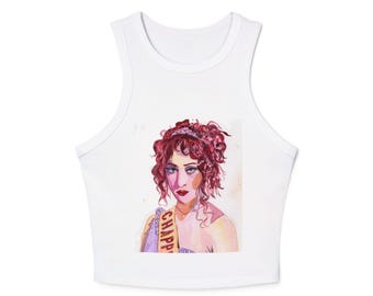 Tanktop met retro portret sjerp voor dames | Vintage glamoureuze illustratie: aquarel Chappell Roan