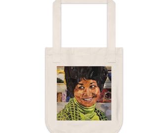Aretha Franklin draagtas van biologisch katoen