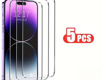 5 Pcs Tempered Glass for IPhone 14  Pro and Max Screen Protector