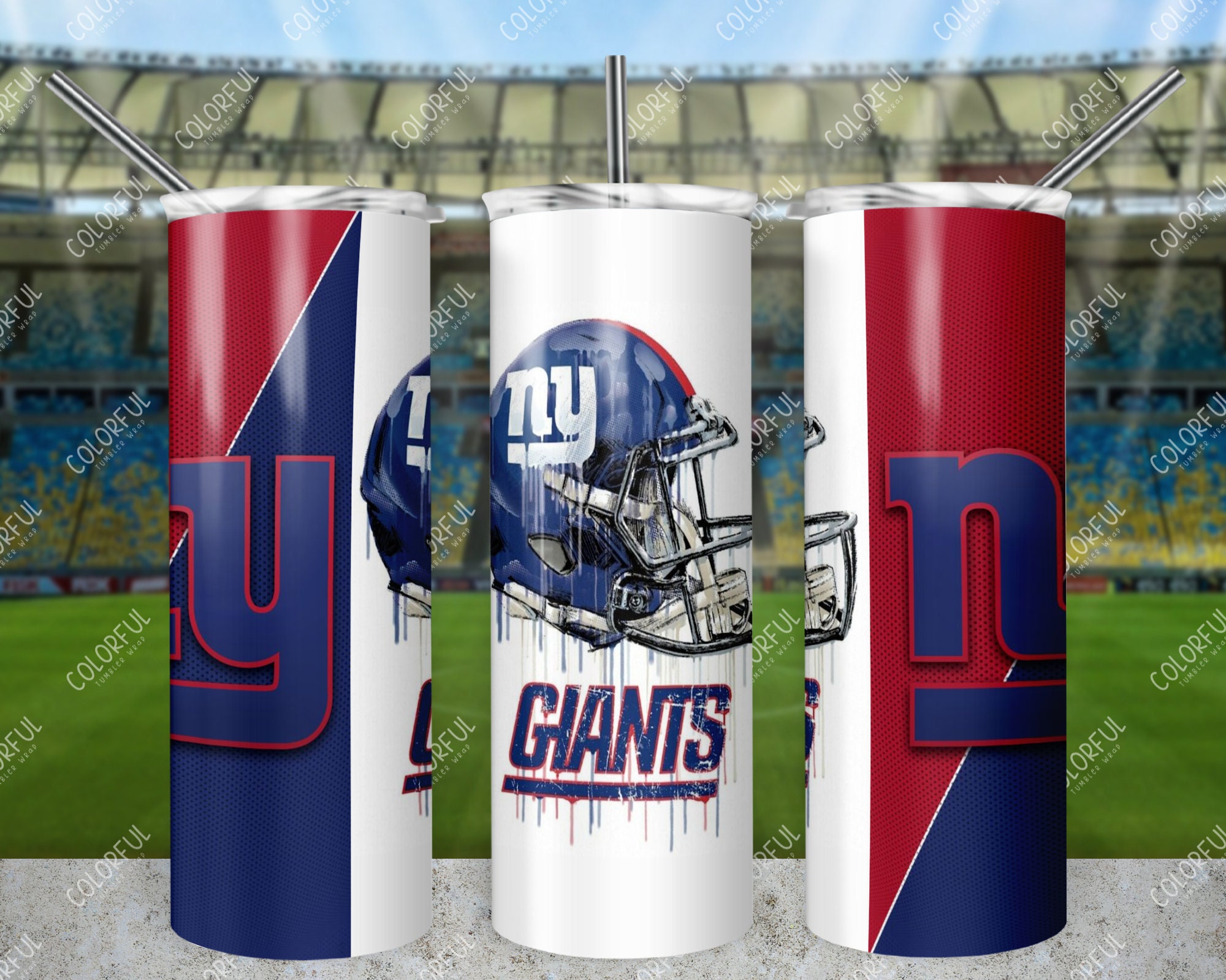 Dm us for a quote! Www.facebook.com/high5create NY Giants tumbler!