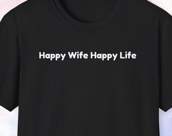 Chemise femme heureuse vie heureuse, cadeau mari, chemise papa, cadeau pour papa, chemise père, cadeau fête des pères, cadeau d'anniversaire, chemise maman, chemise femme