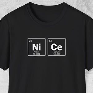 Camiseta bonita, buen chico, buena chica, camiseta divertida de química, regalo de químico, tabla periódica, elemento químico, camiseta de científico, regalo de ciencia