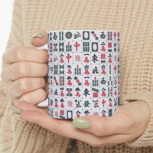 Caneca de mahjong, copo de mahjong, caneca de amante de mahjong, presente de azulejo de mahjong, caneca de café de mahjong, caneca de jogador de mahjong, presente de mah jong imagem 1