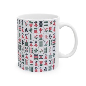 Caneca de mahjong, copo de mahjong, caneca de amante de mahjong, presente de azulejo de mahjong, caneca de café de mahjong, caneca de jogador de mahjong, presente de mah jong imagem 3