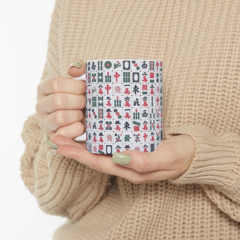 Caneca de mahjong, copo de mahjong, caneca de amante de mahjong, presente de azulejo de mahjong, caneca de café de mahjong, caneca de jogador de mahjong, presente de mah jong imagem 1