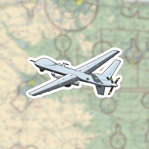 General Atomics MQ-9 Reaper UAV Sticker - Military Drone Decal for Laptops, Water Bottles, and Vehicle Decor