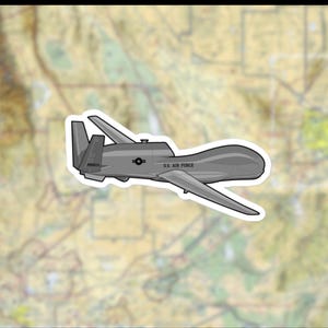 Northrop Grumman RQ-4 Global Hawk UAV-sticker – sticker voor bewakingsdrone op grote hoogte voor laptops, notebooks en bekers