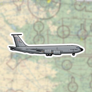 KC-135 Stratotanker Military Aircraft Sticker - Detailed USAF Refueling Airplane Decal for Laptops, Water Bottles, and Aviation Enthusiasts