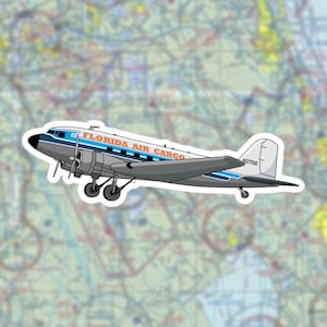 Vintage DC3 Florida Air Cargo Livery Aufkleber - Hochwertiger Vinyl-Aufkleber für Luftfahrt-Enthusiasten