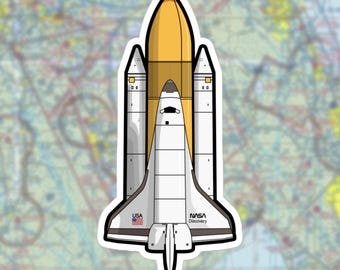 Space Shuttle Discovery Launch Sticker – NASA Orbiter Vinyl Decal with Boosters & External Tank