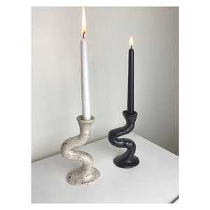 White Ceramic Candle Holder,  Black Ceramic Candle Holder, Ceramic Candlelabra, Minimalist Home Decor Candlestick, Housewarming Gift