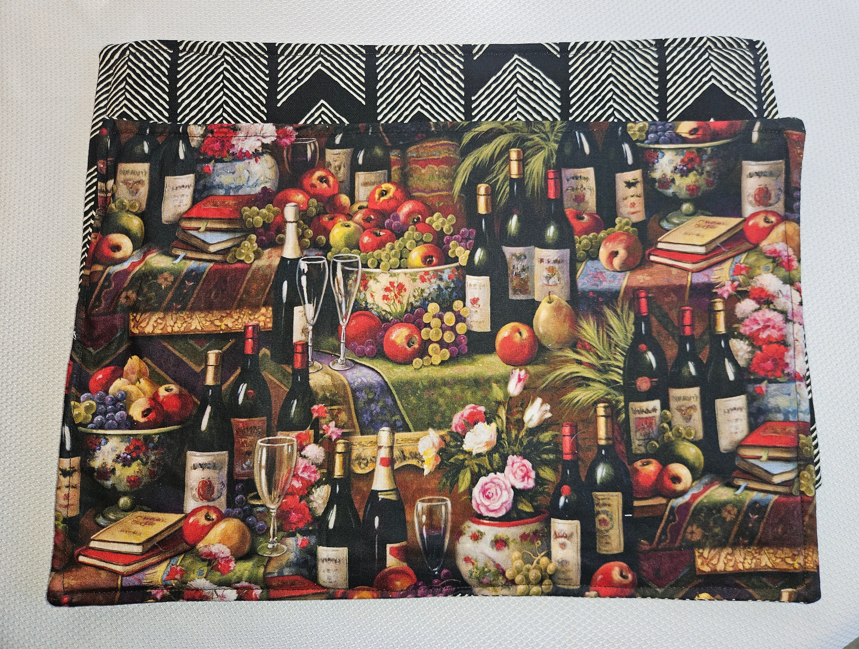 Reversible Wine Print Fabric Placemat: Handmade Dinner Table Decor - Etsy