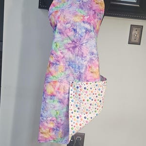 Reversible Tie Dye Apron: Rainbow Confetti Cotton Kitchen Apron