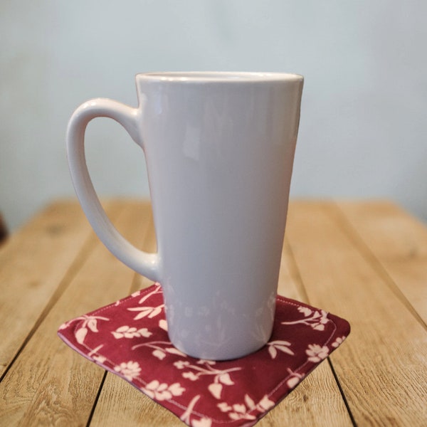 Pink floral cloth coasters: Reversible & Stylish, Featuring a Beautiful Berry Floral Pattern