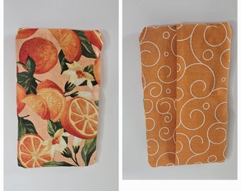 Oranje print reisformaat tissuehouder, visitekaartjeshouder, stoffen tissuehouder, pocket pack tissue cover