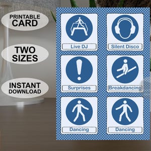 Carte de fête A5 et 5 x 7 pouces instantanément imprimable, carte de fête amusante inspirée de la signalisation H&S, design original à télécharger.