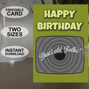 Cartão de aniversário A5 e 5 x 7 polegadas para impressão instantânea, cartão comemorativo colorido em estilo pop art retrô, design original para download digital.