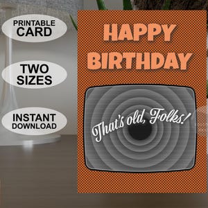Cartão de aniversário A5 e 5 x 7 polegadas para impressão instantânea, cartão comemorativo colorido em estilo pop art retrô, design original para download digital.