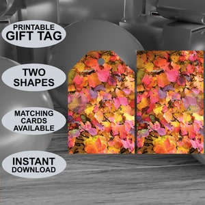 Etichette regalo stampabili con tema colore autunnale. Aspetto della pittura ad acquerello. Adatto a tutte le occasioni. Scaricamento digitale. Design originale.