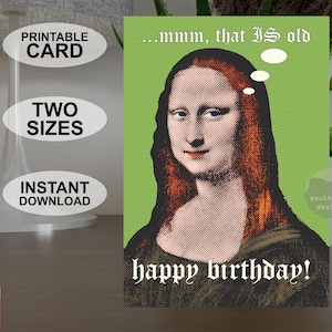 Carte d'anniversaire A5 et 5 x 7 pouces instantanément imprimable, carte de voeux colorée de style pop art rétro, téléchargement numérique de conception originale.