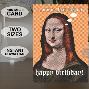 Carte d'anniversaire A5 et 5 x 7 pouces instantanément imprimable, carte de voeux colorée de style pop art rétro, téléchargement numérique de conception originale.