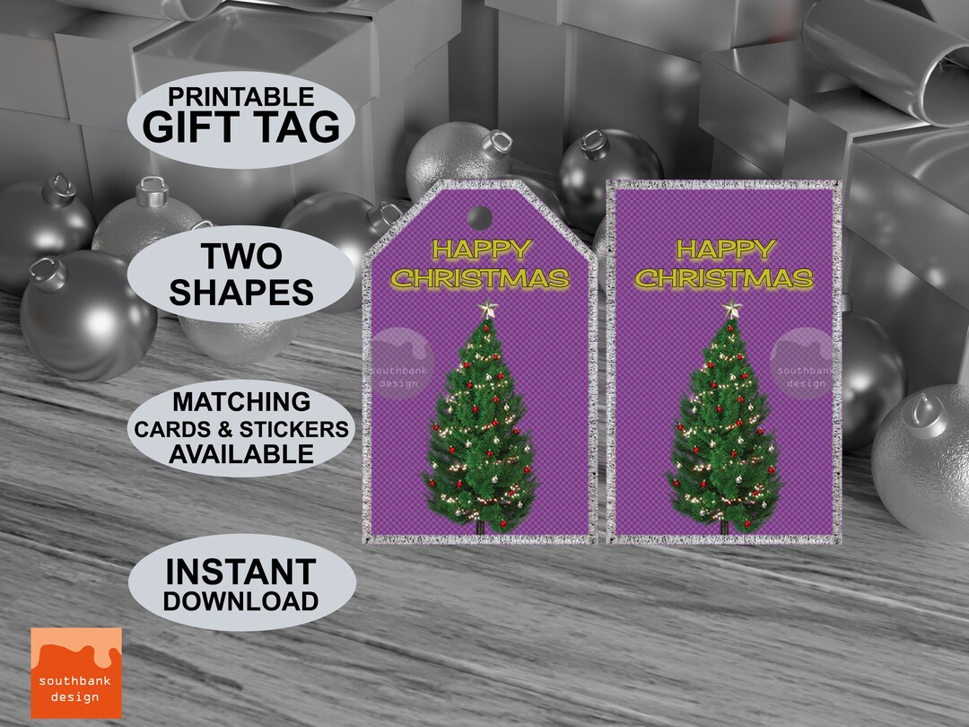 Printable Pop-art Style Christmas Gift Tags. Modern Look Festive Season ...